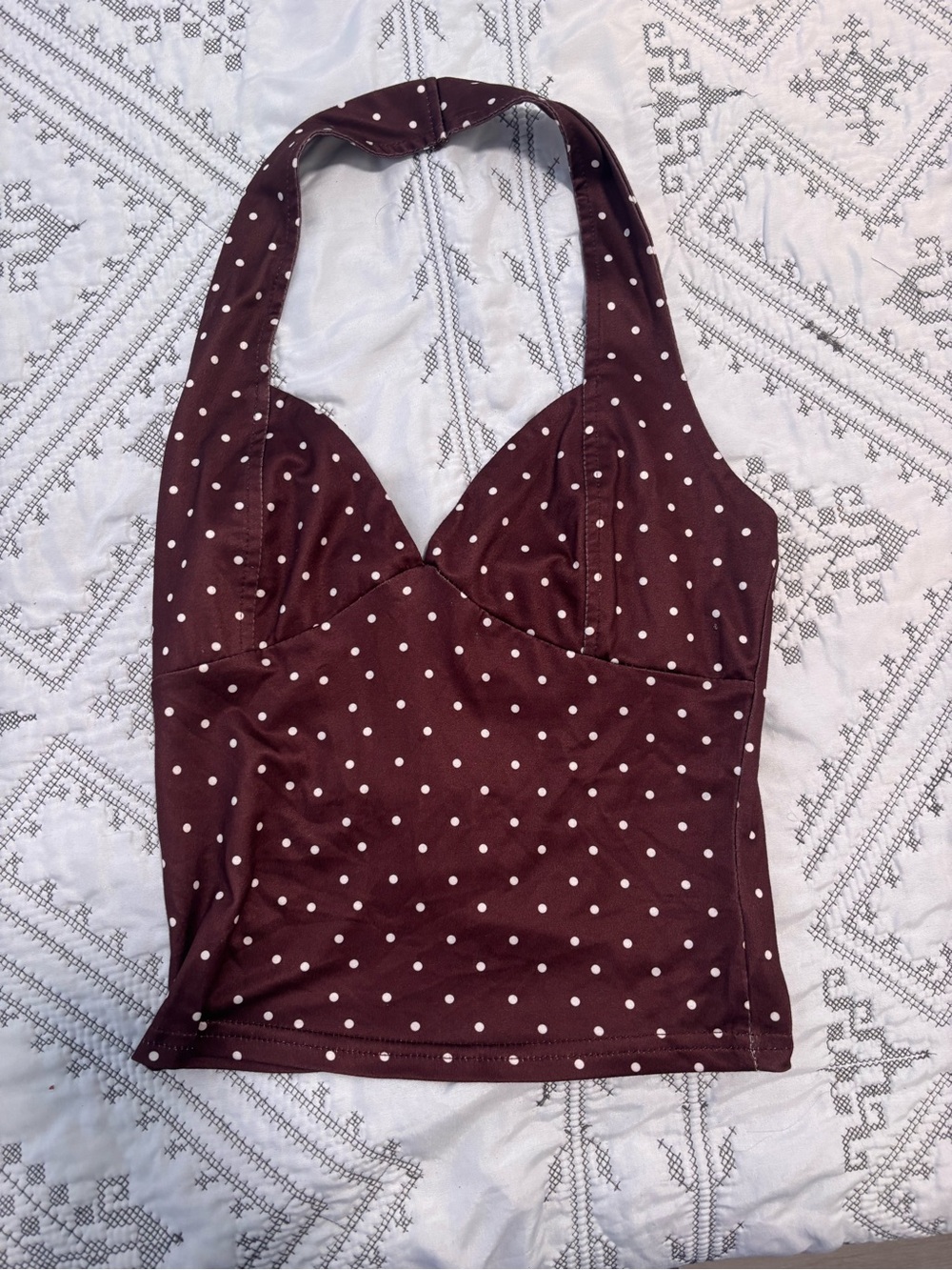 SHEIN Brown Polka Dot Halter Camisole